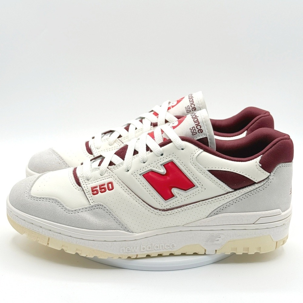 New Balance 550 Mens Size 10 Sea Salt Grey True Red BB550EMR‎